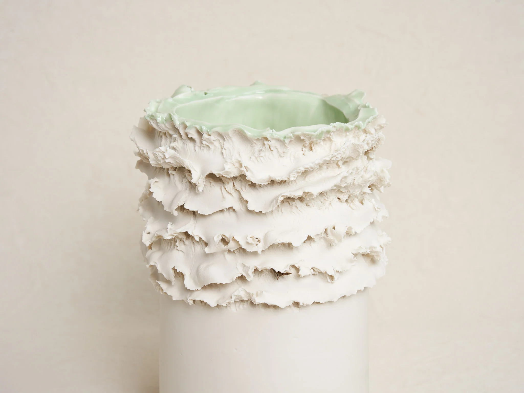 VITTORIO PASSARO BISCUIT VASE / GREEN H10.2" x Ø7.4" - Image 3