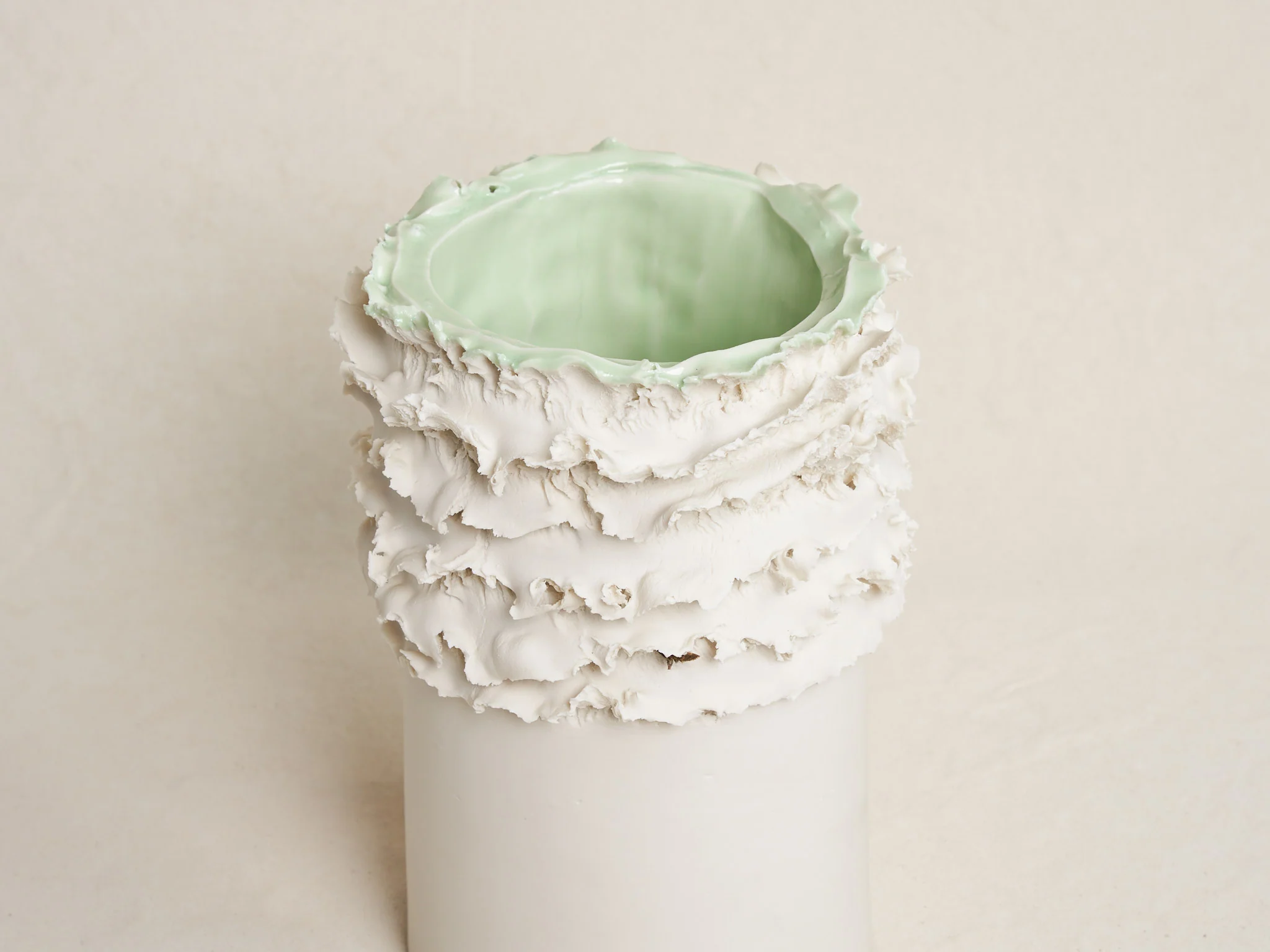 VITTORIO PASSARO BISCUIT VASE / GREEN H10.2" x Ø7.4" - Image 4