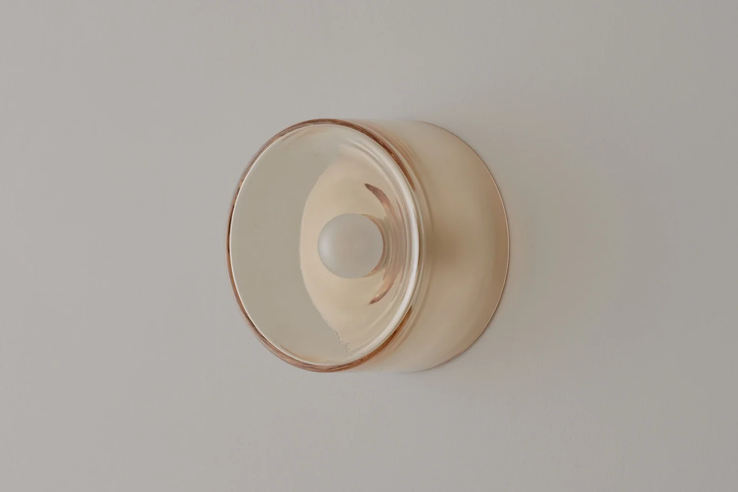 VOLKER HAUG STUDIO ANTON BLOWN GLASS SCONCE / CLEAR AMBER Ø7" x D3.9" - Image 2