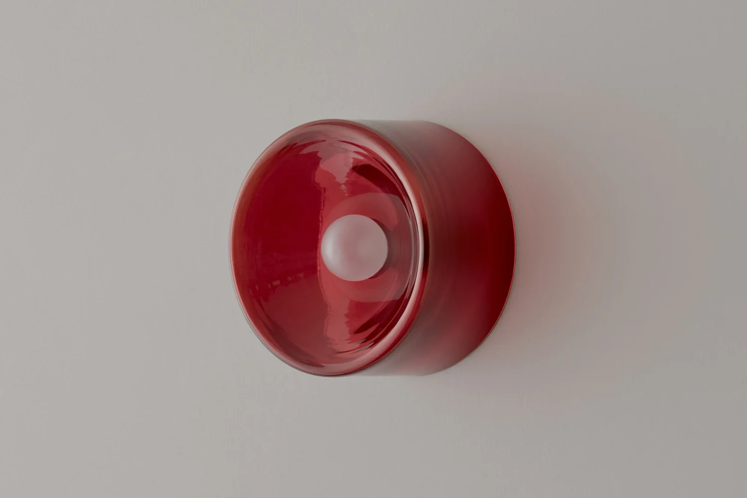 VOLKER HAUG STUDIO ANTON BLOWN GLASS SCONCE / CLEAR RED Ø7" x D3.9" - Image 2