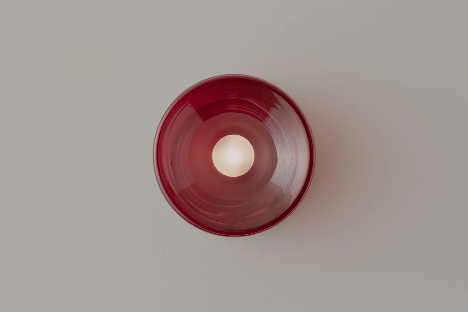 VOLKER HAUG STUDIO ANTON BLOWN GLASS SCONCE / CLEAR RED Ø7" x D3.9" - Image 3