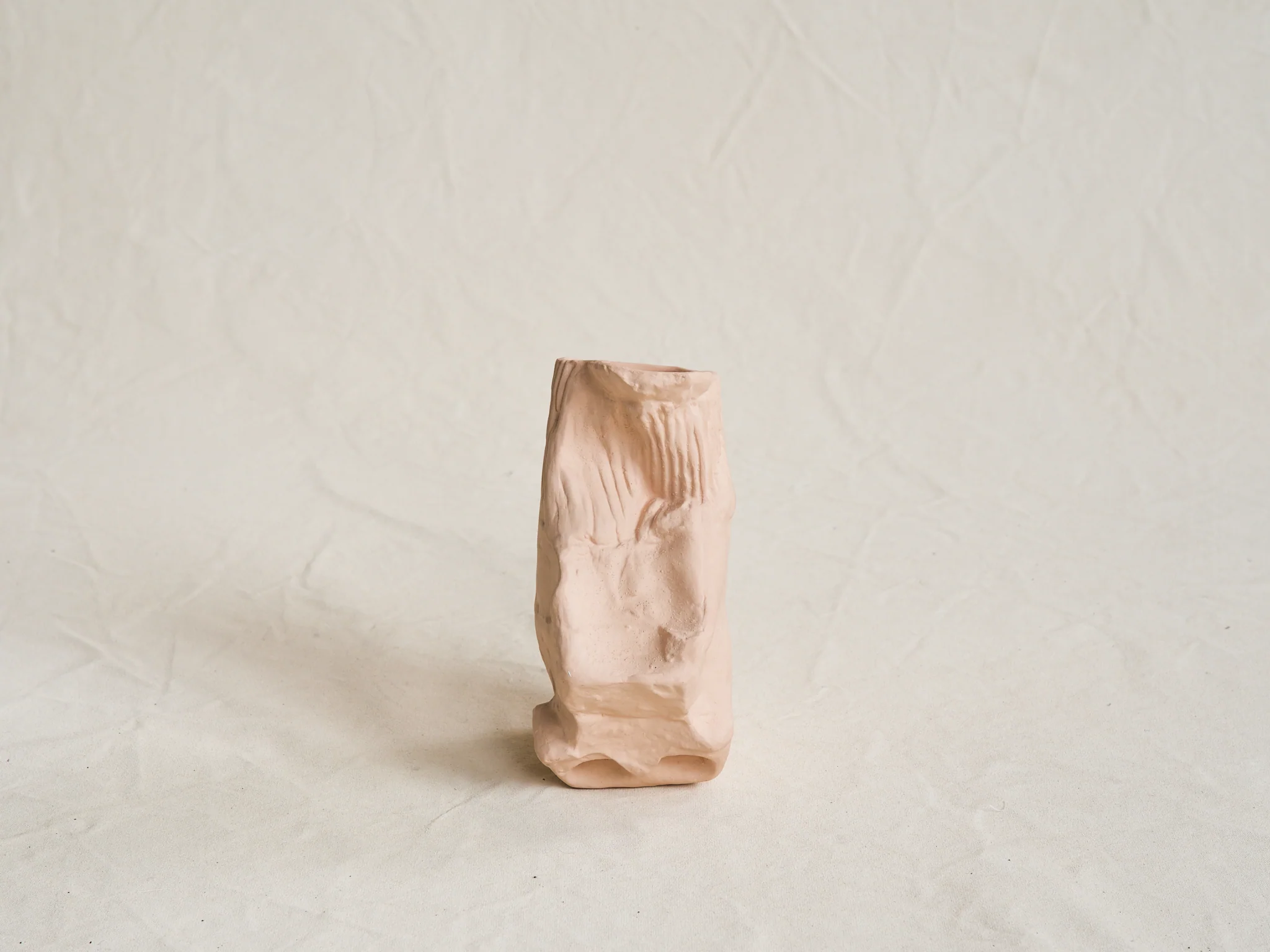 WHITE DIRT STONEWARE VESSEL TERRA II  H8” x W6” x D4” - Image 2