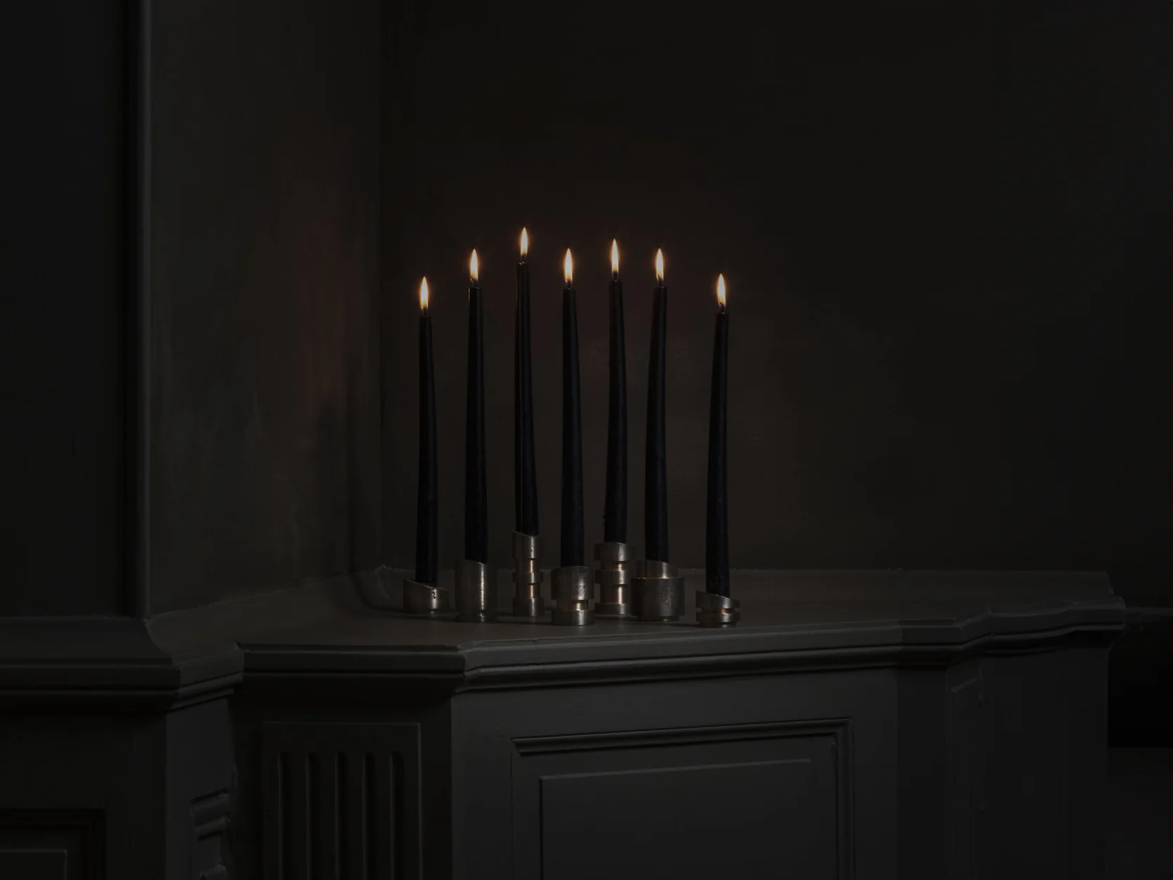 WILLIAM GUILLON ARMY OF ME BRONZE CANDLE HOLDERS SET OF 7 H1.4" - H5" x Ø1.4"