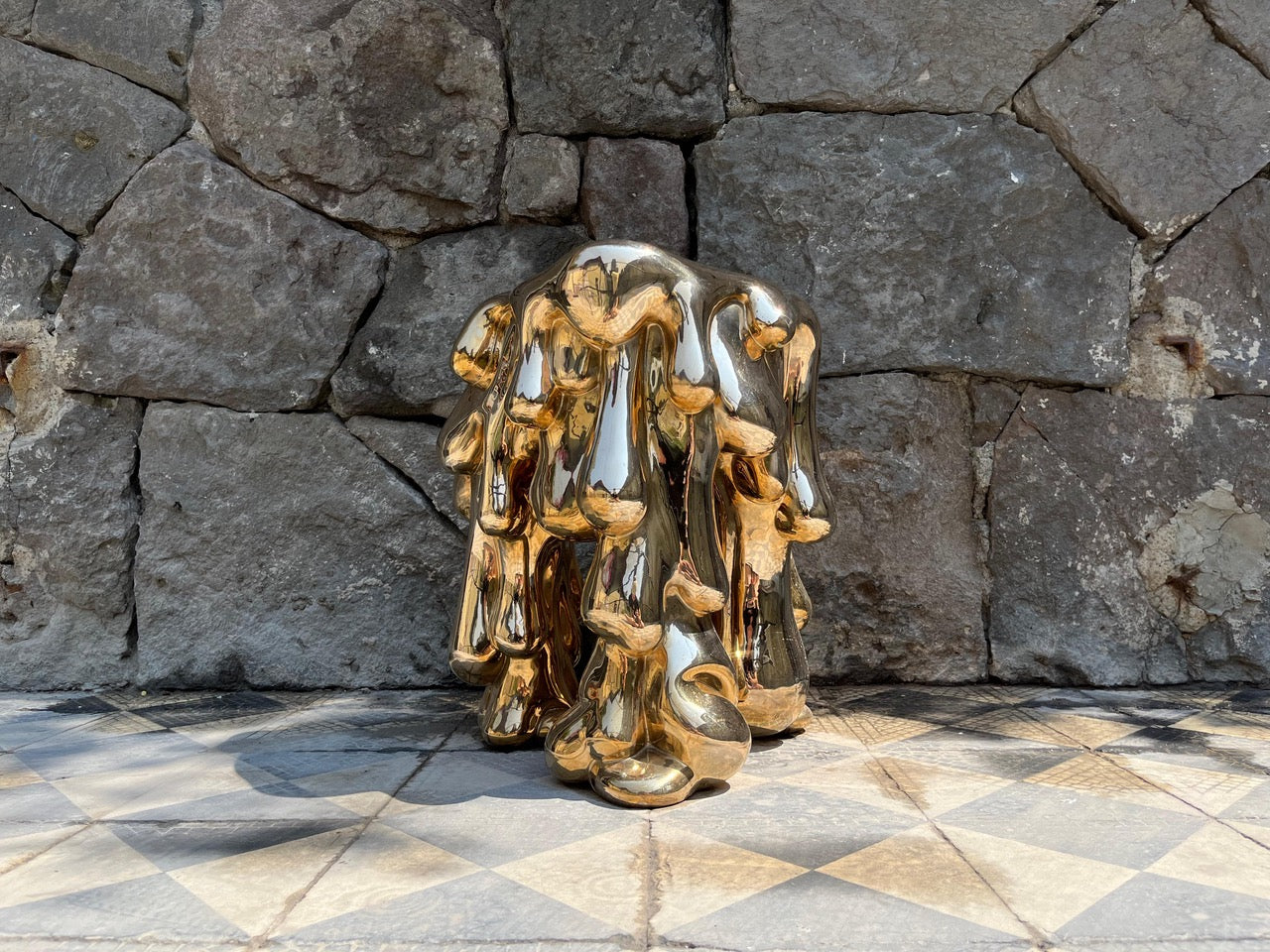 WRINKLE BRONZE PITCH DROP STOOL Ø15" x H17" - Image 5